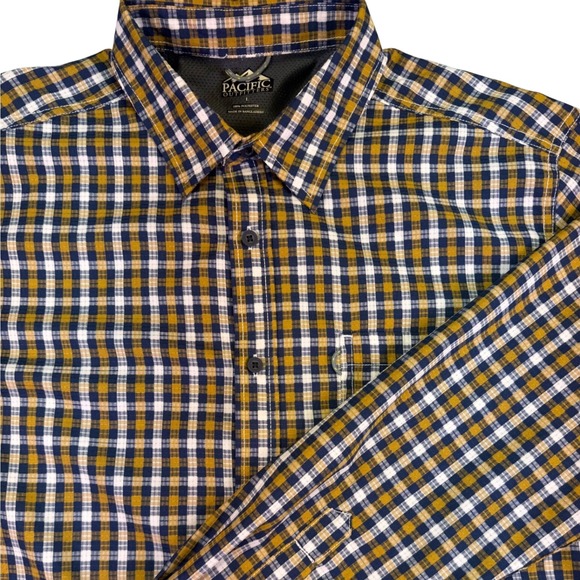 Pacific Outfitters Other - Pacific Outfitters Mens‎ Large Plaid Button Down Shirt Mustard Navy Yellow L